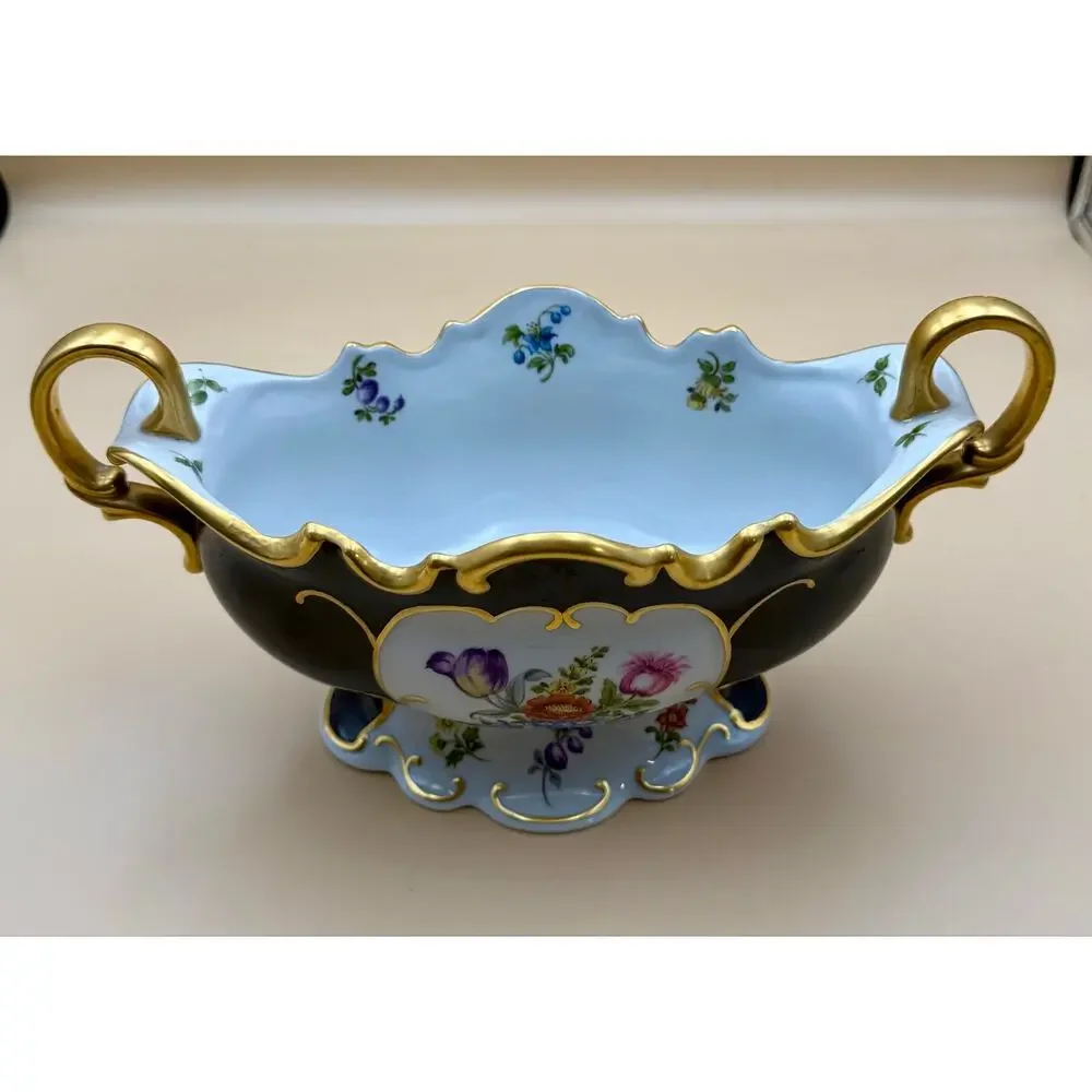 Vintage Irene Evelyn Becker Hand Painted Porcelain Centerpiece Bowl Ladybug